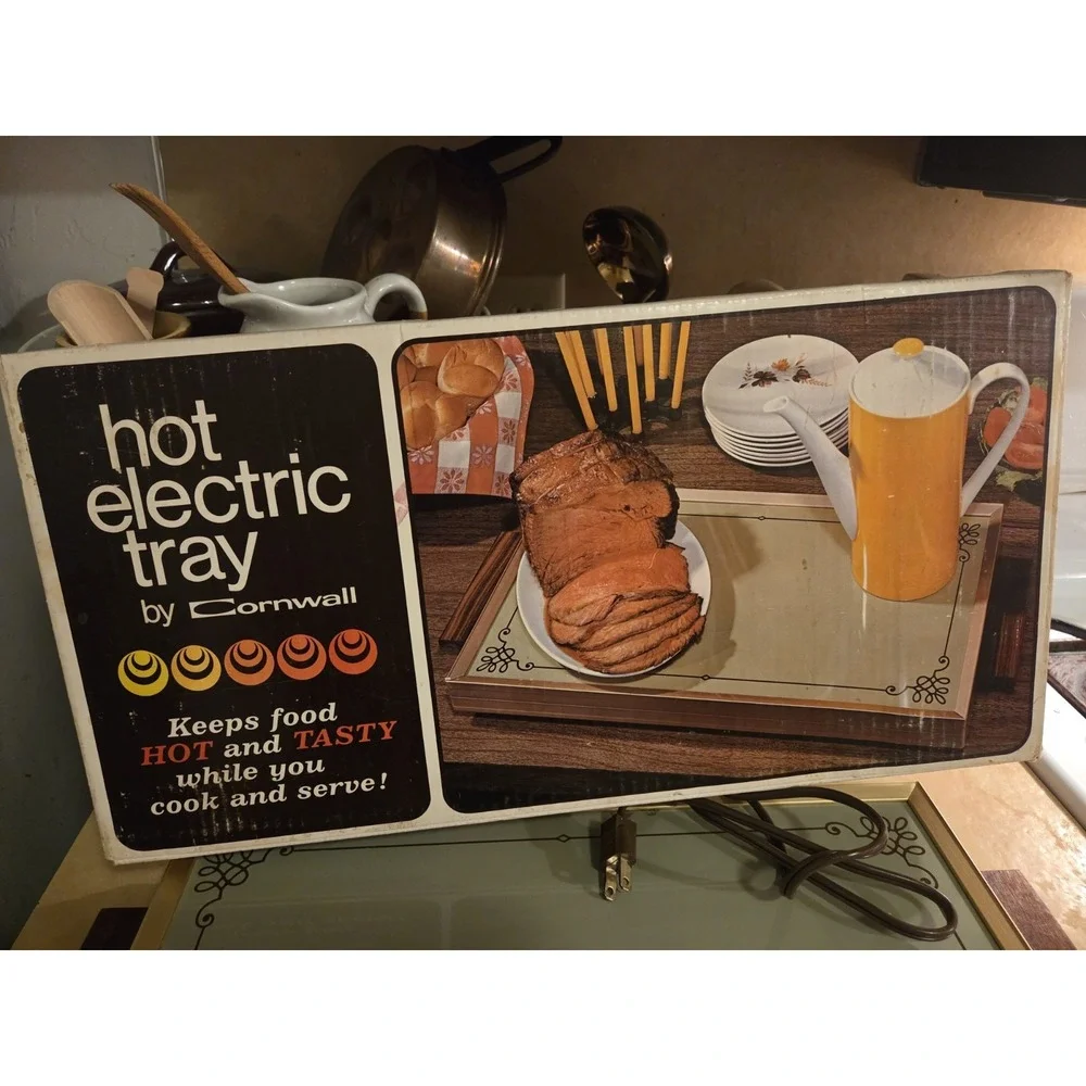 Vintage Cornwall Hot Plate Electric Tray Avocado Food Warmer MCM Works!!